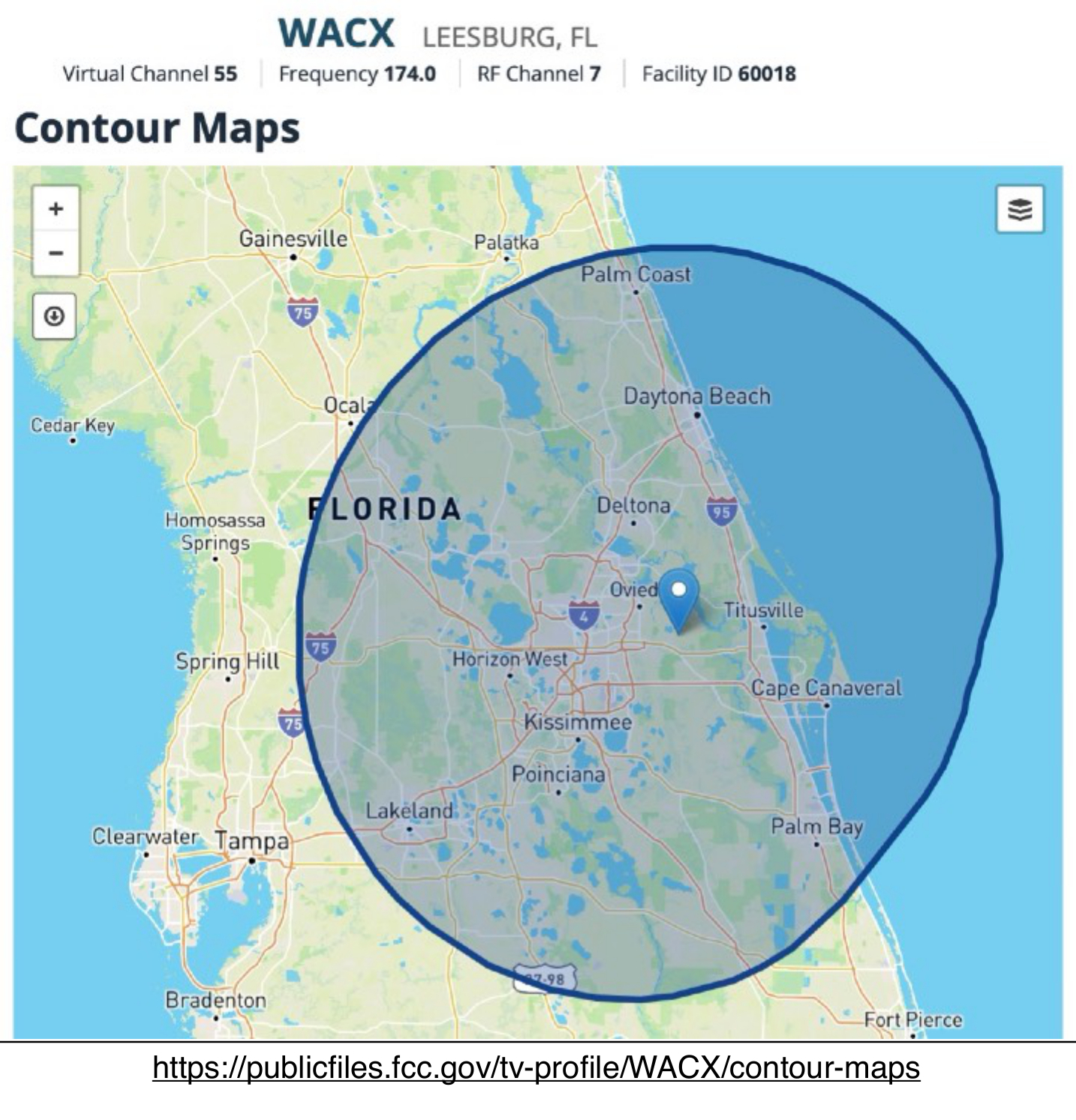 WACX TV Coverage Map