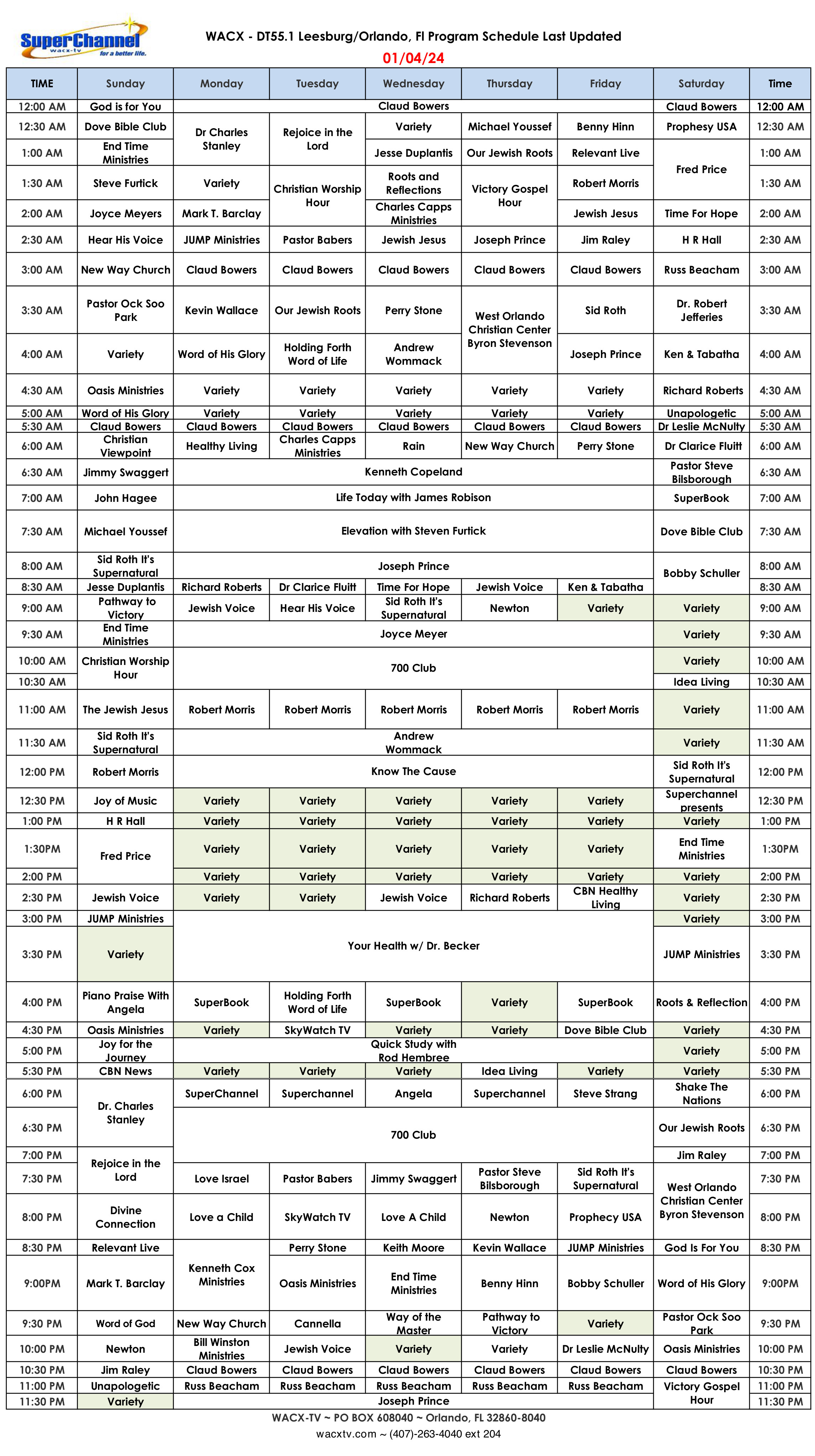 Program Schedule