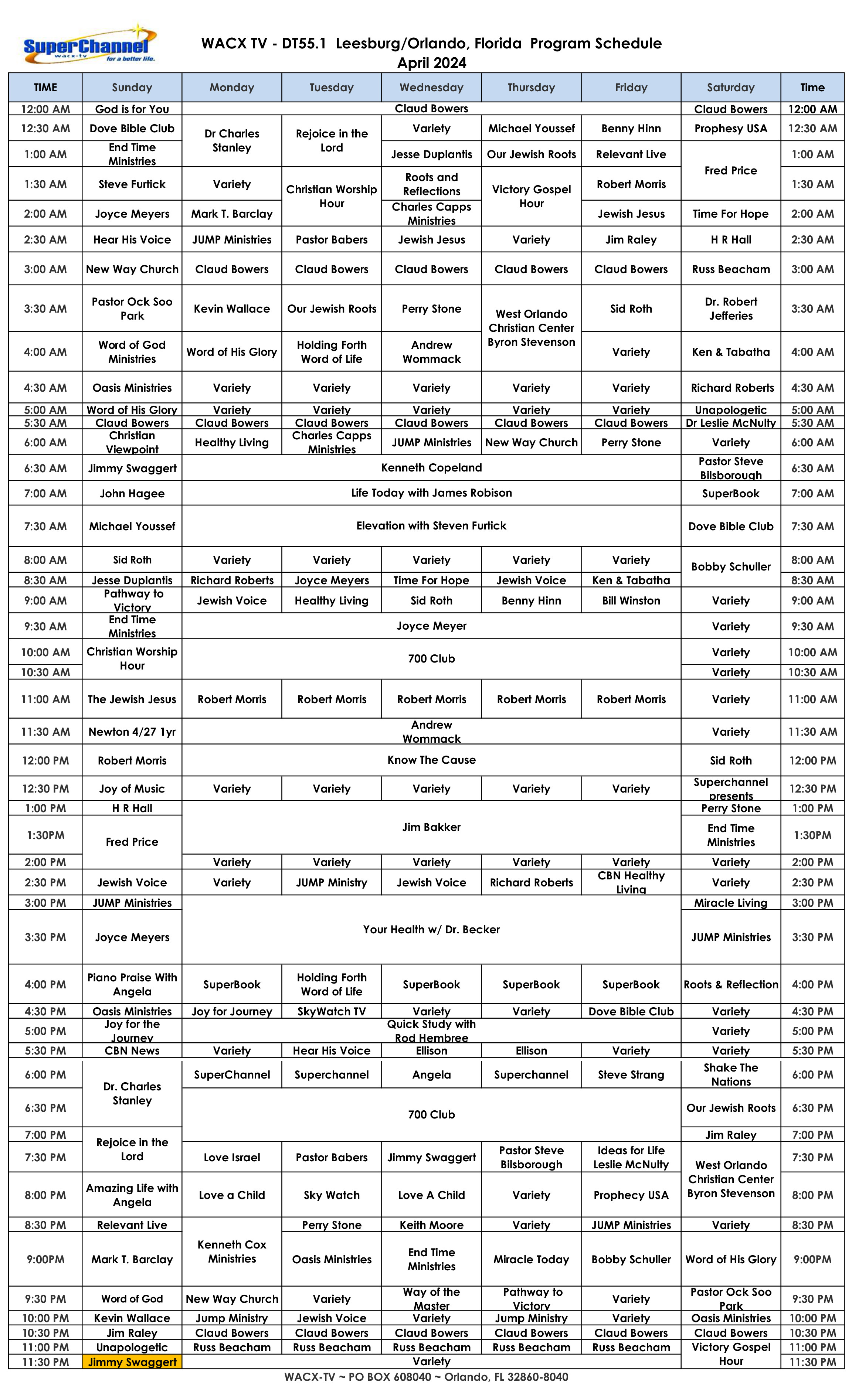 Program Schedule