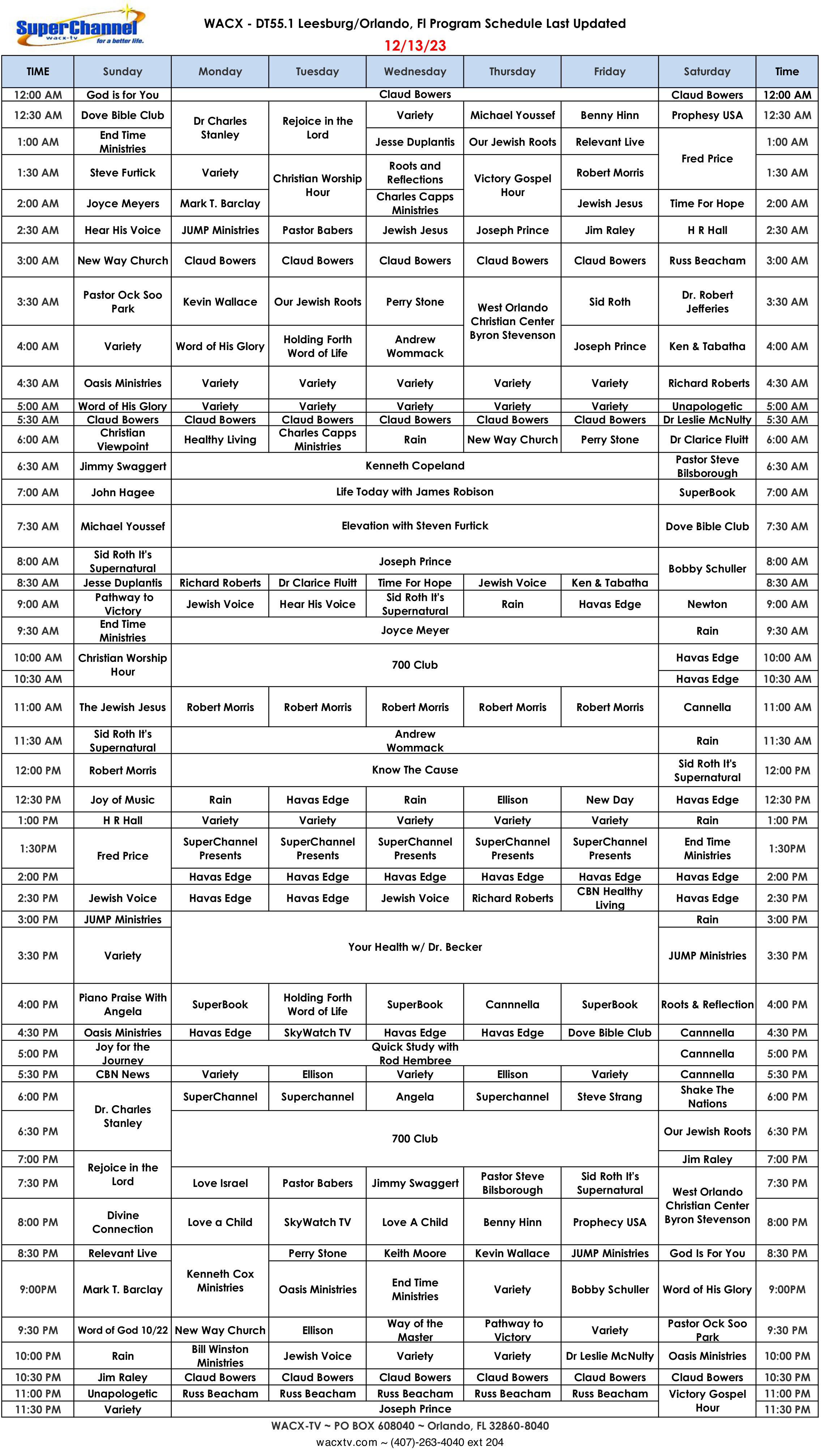 Program Schedule