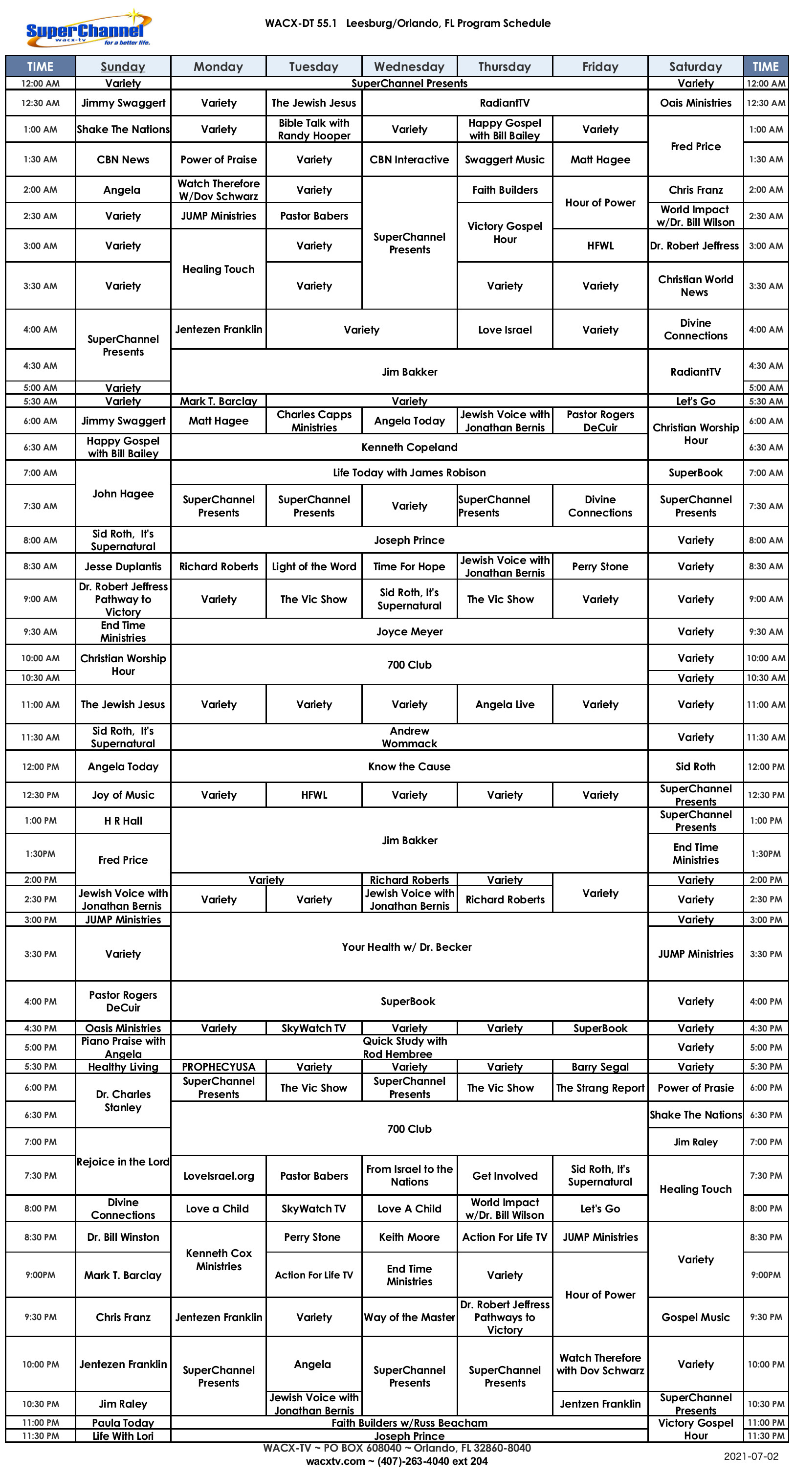 Program Schedule